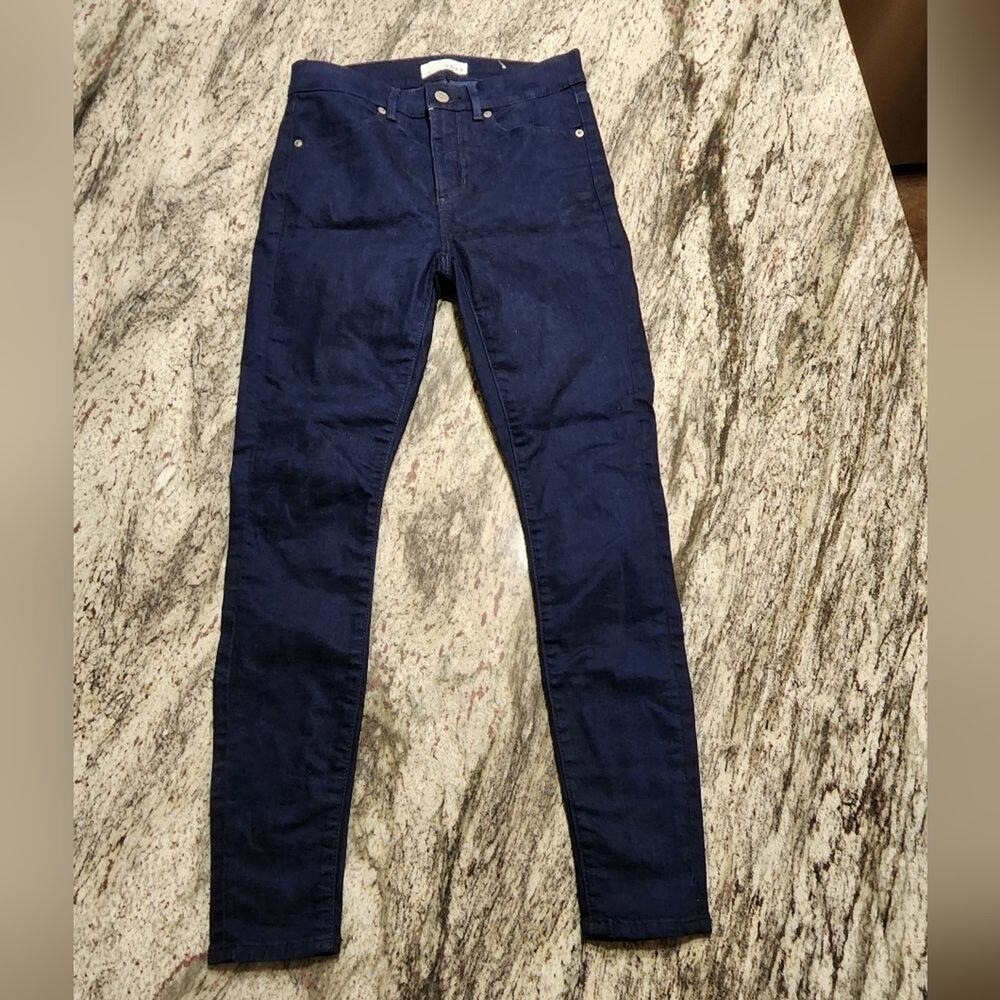 Loft Petite 27/4 Dark Indigo Skinny Jeans Stretch Denim‎ Mid Rise Pants